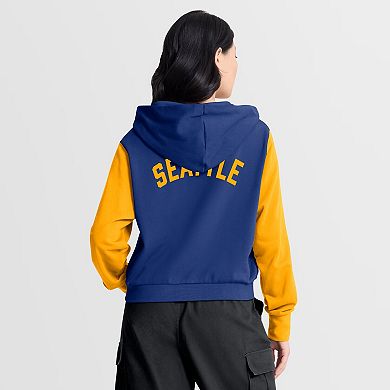 Women's Nike Royal/Gold Seattle Mariners Cooperstown Collection Cropped Full-Zip Hoodie