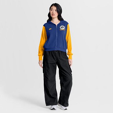 Women's Nike Royal/Gold Seattle Mariners Cooperstown Collection Cropped Full-Zip Hoodie
