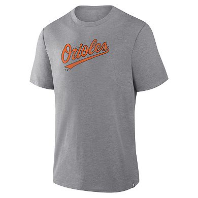 Men's Fanatics Heather Gray Baltimore Orioles Play Tribute Tri-Blend T-Shirt