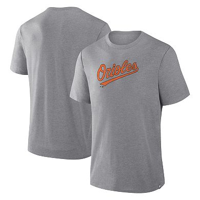 Men's Fanatics Heather Gray Baltimore Orioles Play Tribute Tri-Blend T-Shirt