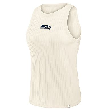 Women's Fanatics Cream Seattle Seahawks Star Play Tri-Blend Ribbed Tank Top