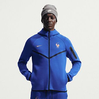 Men's Nike Blue France National Team 2026 Tech Fleece Windrunner Raglan Full-Zip Hoodie