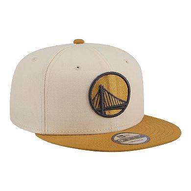 Men's New Era Cream/Tan Golden State Warriors Two-Tone Color Pack 9FIFTY Snapback Hat