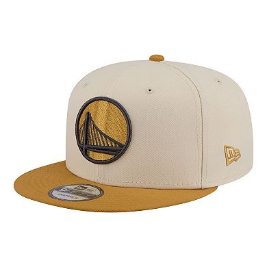 Men's New Era Cream/Tan Golden State Warriors Two-Tone Color Pack 9FIFTY Snapback Hat