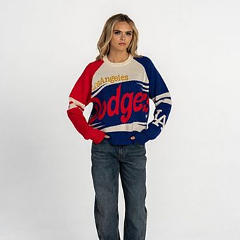 Women's The Wild Collective Royal/Cream Los Angeles Dodgers Boxy Jacquard Sweater