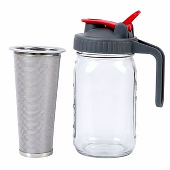 Portable Cold Coffee Brewing Set - Includes Wide-Mouth Glass Bottle and Stainless Steel Mesh Filter