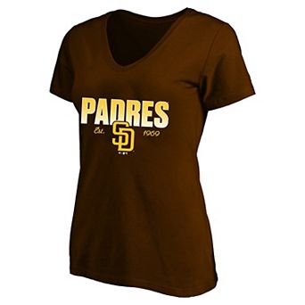 Women's Profile Brown San Diego Padres Plus Size Wordmark V-Neck T-Shirt