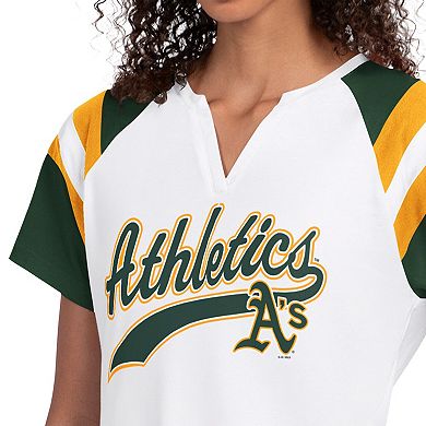 Women's Starter White Athletics Game On Notch Neck Raglan T-Shirt