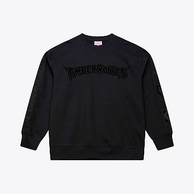 Men's Mitchell & Ness Black Minnesota Timberwolves Phantom Fleece Sweatshirt