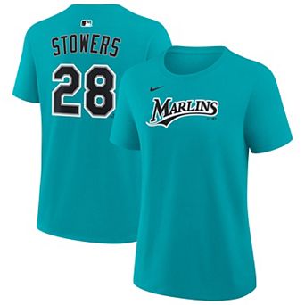 Women's Nike Kyle Stowers Teal Miami Marlins Alternate Name & Number T-Shirt