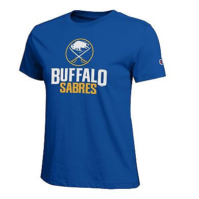Women's Champion Royal Buffalo Sabres Wordmark Lockup T-Shirt