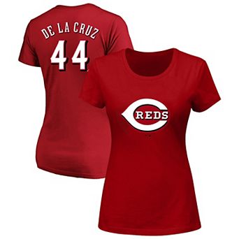 Women's Fanatics Elly De La Cruz Red Cincinnati Reds Plus Size Name & Number T-Shirt