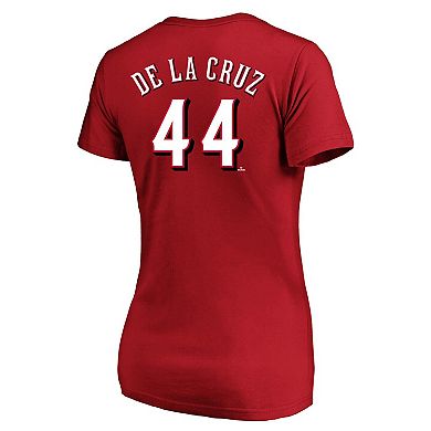 Women's Fanatics Elly De La Cruz Red Cincinnati Reds Plus Size Name & Number T-Shirt