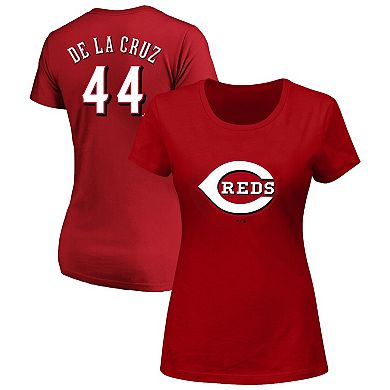Women's Fanatics Elly De La Cruz Red Cincinnati Reds Plus Size Name & Number T-Shirt