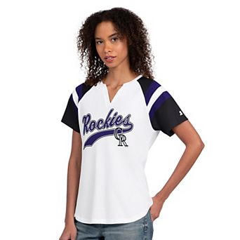 Women's Starter White Colorado Rockies Game On Notch Neck T-Shirt