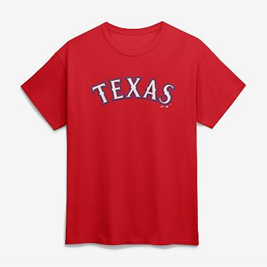 Men's Logo Athletic Red Texas Rangers Wordmark T-Shirt