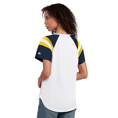 Women's Starter White Milwaukee Brewers Game On Notch Neck Raglan T-Shirt