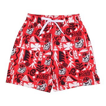 Toddler Wes & Willy Red Georgia Bulldogs Allover Print Swim Shorts