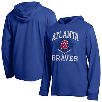 Men's Champion Royal Atlanta Braves Cooperstown Hooded Long-Sleeve T-Shirt