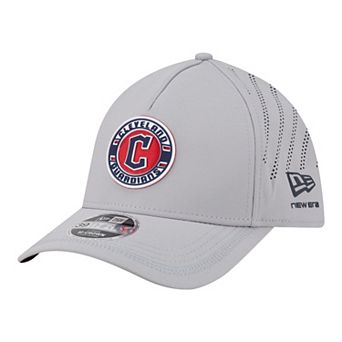 Men's New Era Gray Cleveland Guardians Patch 39THIRTY A-Frame M-Crown Perforated Flex Hat