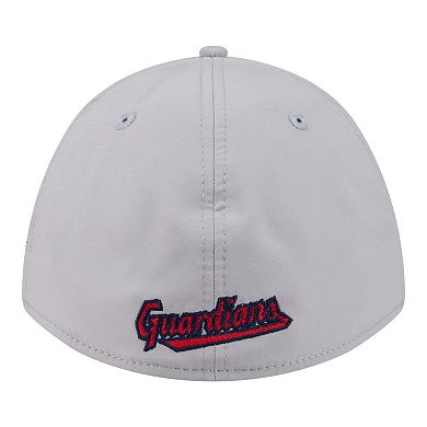 Men's New Era Gray Cleveland Guardians Patch 39THIRTY A-Frame M-Crown Perforated Flex Hat