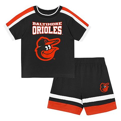 Toddler Outerstuff Black Baltimore Orioles Ground Ball T-Shirt & Shorts Set