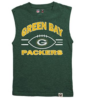 Youth Wes & Willy Green Green Bay Packers Muscle Tank Top