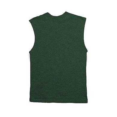 Youth Wes & Willy Heather Green Green Bay Packers Muscle Tank Top