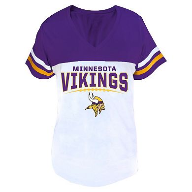 Women's Profile Purple/White Minnesota Vikings Plus Size Split Body V-Neck T-shirt