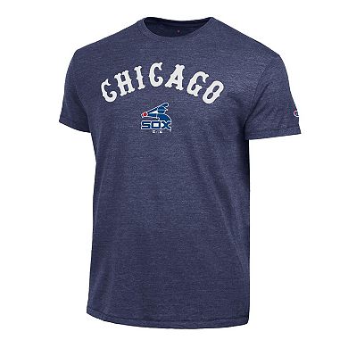 Men's Champion Navy Chicago White Sox Cooperstown Wordmark Lockup Tri-Blend T-Shirt