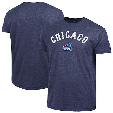 Men's Champion Navy Chicago White Sox Cooperstown Wordmark Lockup Tri-Blend T-Shirt