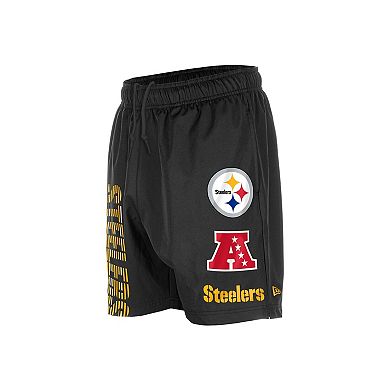 Men's New Era Black Pittsburgh Steelers Match Shorts