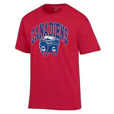 Men's Champion Red Montreal Canadiens Helmet T-Shirt