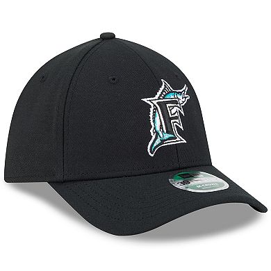 Men's New Era Black Florida Marlins Player Replica 39THIRTY M-Crown Flex Hat