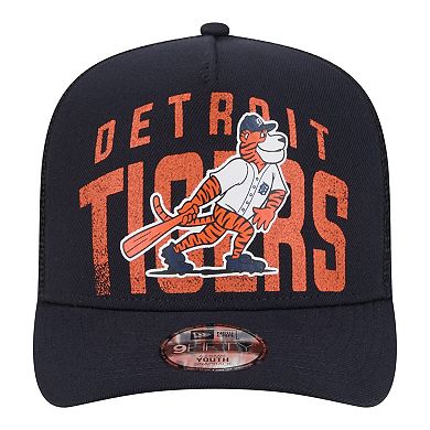 Youth New Era Navy Detroit Tigers Logo Fade A-Frame 9FIFTY Snapback Hat