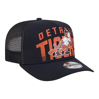 Youth New Era Navy Detroit Tigers Logo Fade A-Frame 9FIFTY Snapback Hat