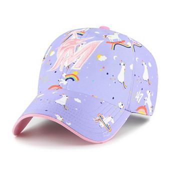 Girls Youth '47 Lavender Miami Marlins Unicorn Clean Up Adjustable Hat