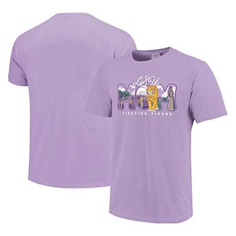 Women's Purple LSU Tigers Comfort Colors Campus Drawing Mom T-Shirt