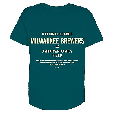 Women's '47 Teal Milwaukee Brewers Plus Size Leon City Cropped T-Shirt
