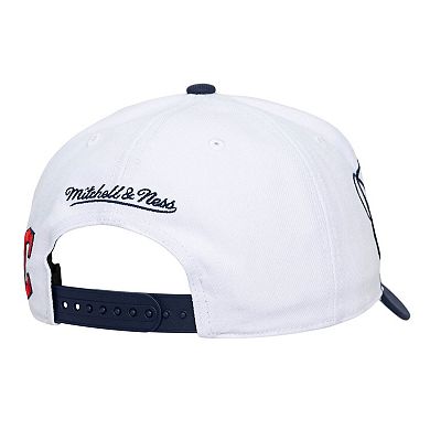 Unisex Mitchell & Ness White/Navy Cleveland Guardians XL Script Pro Crown Adjustable Hat