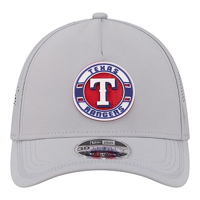 Men's New Era Gray Texas Rangers Patch 39THIRTY A-Frame M-Crown Perforated Flex Hat