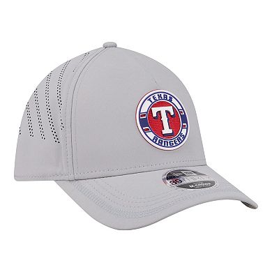 Men's New Era Gray Texas Rangers Patch 39THIRTY A-Frame M-Crown Perforated Flex Hat