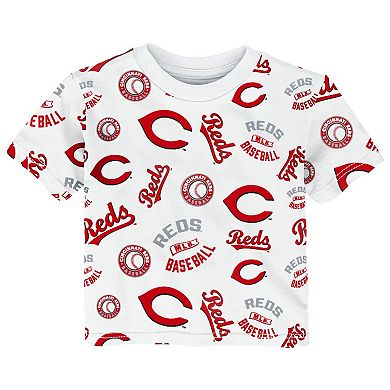 Toddler Outerstuff White Cincinnati Reds Run Down T-Shirt