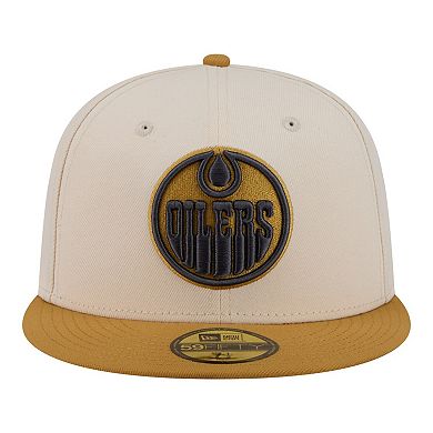 Men's New Era Cream/Tan Edmonton Oilers Colorpack Two-Tone 59FIFTY Fitted Hat