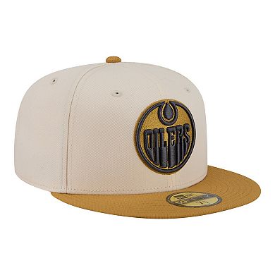 Men's New Era Cream/Tan Edmonton Oilers Colorpack Two-Tone 59FIFTY Fitted Hat