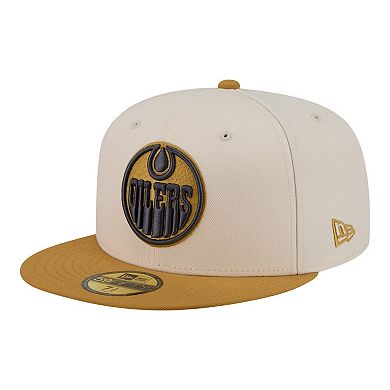 Men's New Era Cream/Tan Edmonton Oilers Colorpack Two-Tone 59FIFTY Fitted Hat