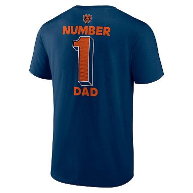 Men's Logo Athletic Navy Chicago Bears #1 Dad Jersey T-Shirt