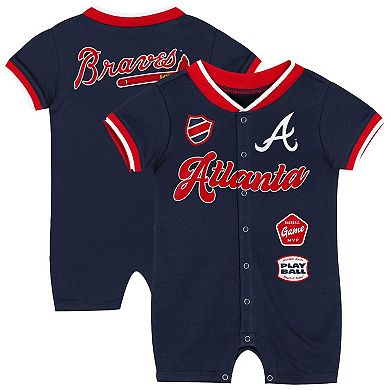 Newborn Outerstuff Navy Atlanta Braves Pinch Coverall