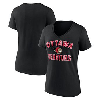 Women's Logo Athletic Black Ottawa Senators Arch Victory V-Neck T-Shirt