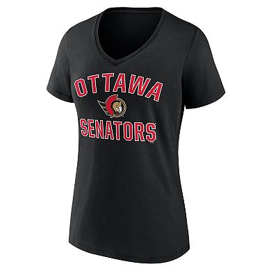 Women's Logo Athletic Black Ottawa Senators Arch Victory V-Neck T-Shirt